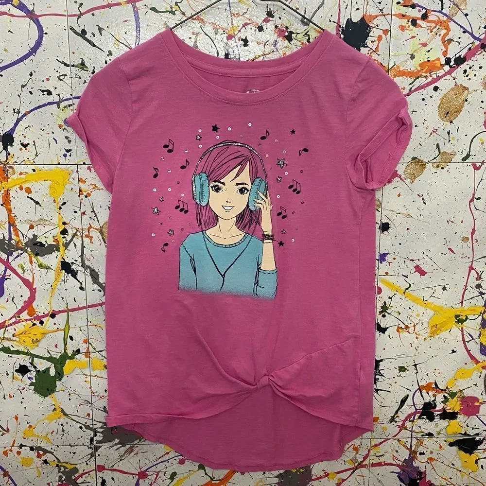 Girl’s Musical Tie Front TShirt 🎧🎶